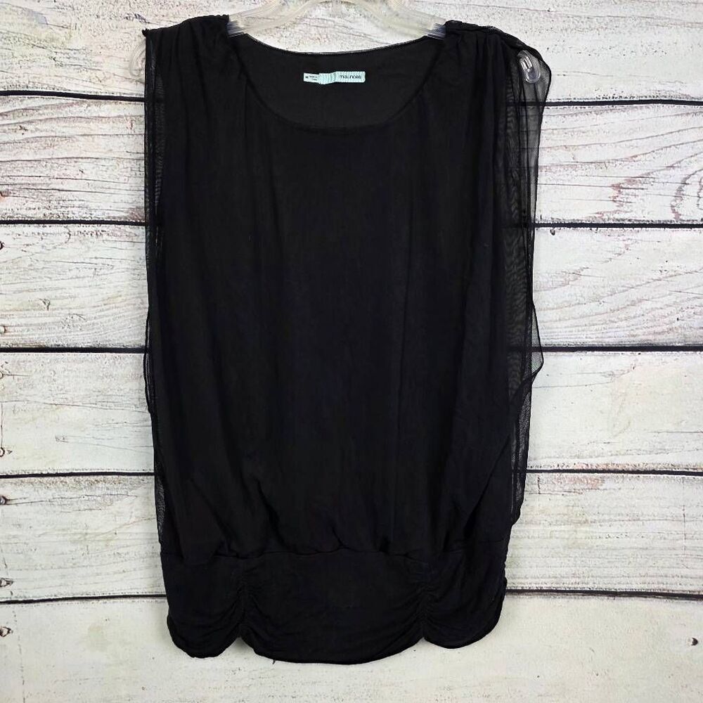 Maurices Black Mesh Ruched Sleeveless Top M